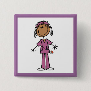 Badge Carré 5 Cm Infirmière d'Afro-américain
