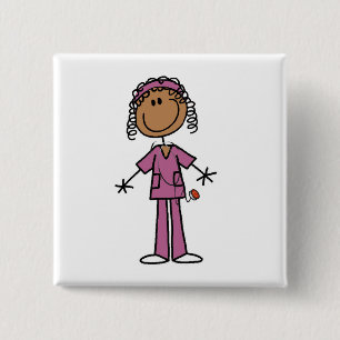 Badge Carré 5 Cm Infirmière d'Afro-américain