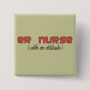 Badge Carré 5 Cm Infirmière d'ER (avec une attitude)