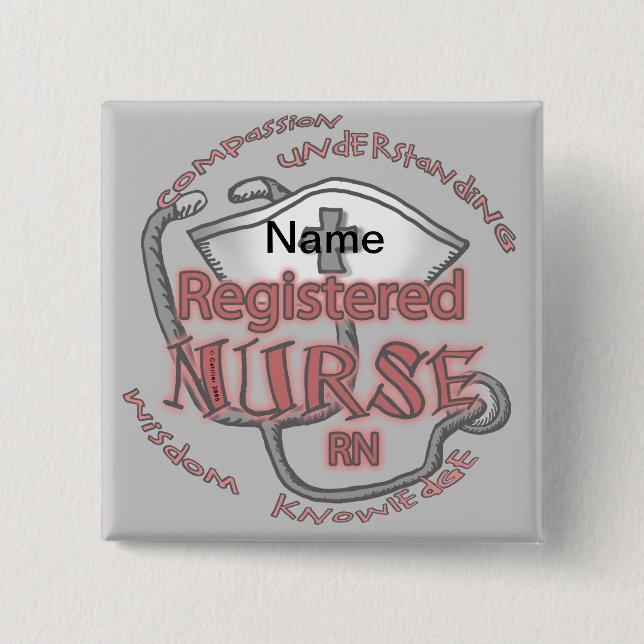 Badge Carré 5 Cm infirmière RN axiome (Devant)
