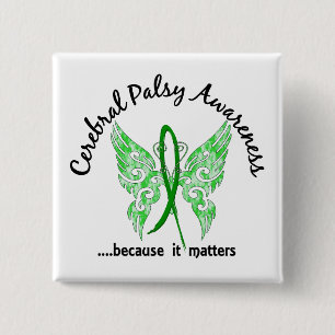 Badge Carré 5 Cm Infirmité motrice cérébrale grunge du papillon 