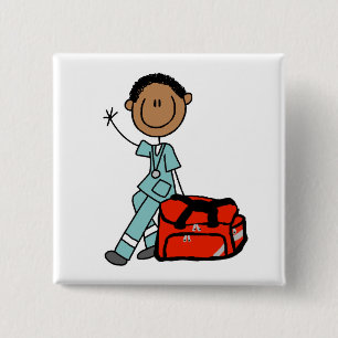 Badge Carré 5 Cm Inhalothérapeute masculin ou technicien d'urgence