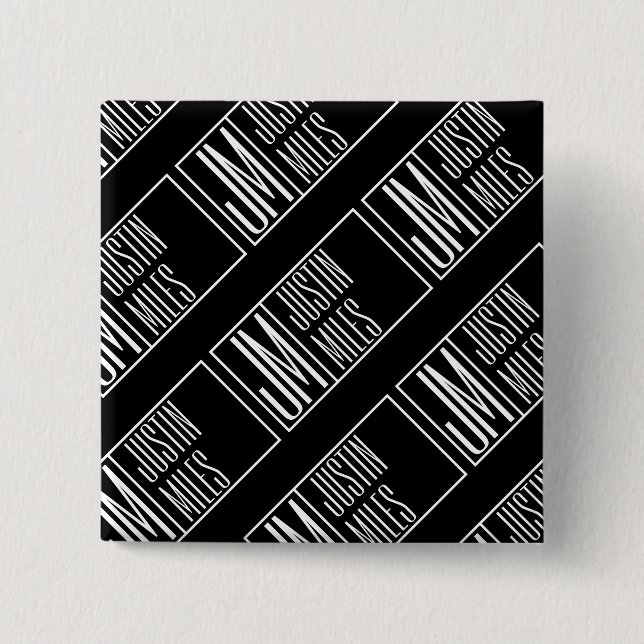 Badge Carré 5 Cm Initiales modernes avec nom Monogram Motif (Devant)
