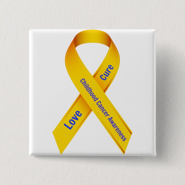 Badge Carré 5 Cm Insigne de conscience de Cancer d'enfance (Devant)