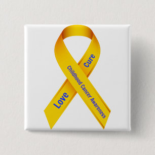 Badge Carré 5 Cm Insigne de conscience de Cancer d'enfance