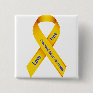 Badge Carré 5 Cm Insigne de conscience de Cancer d'enfance