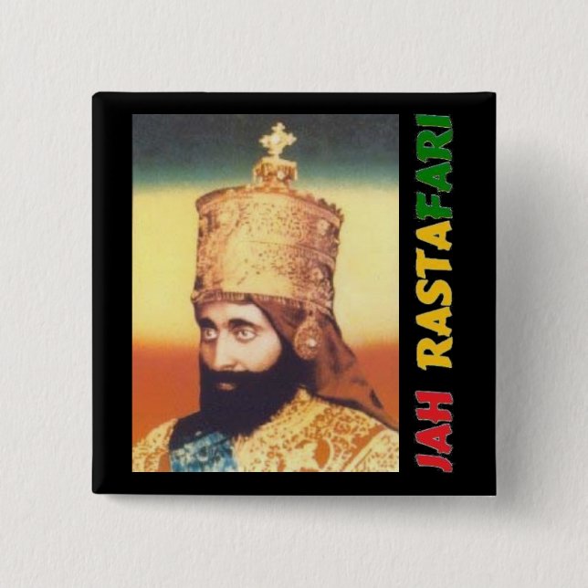 Badge Carré 5 Cm Insigne de Jah Rastafari (Devant)