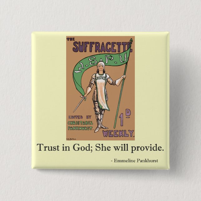 Badge Carré 5 Cm Insigne de la suffragette des femmes (Devant)