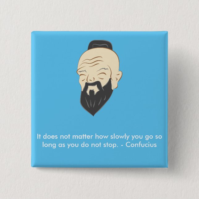Badge Carré 5 Cm Insigne inspiré de Confucius (Devant)