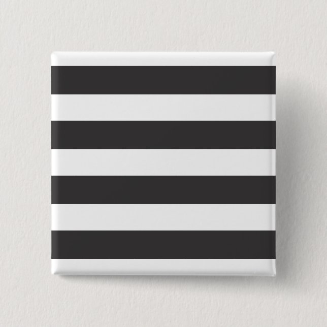 Badge Carré 5 Cm Insigne noir et blanc de bouton de rayures (Devant)