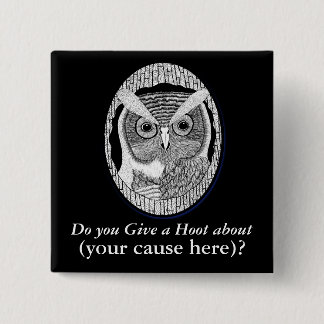 Badge Carré 5 Cm Insigne sage de soutien de hibou