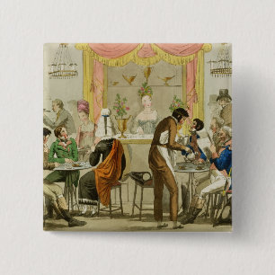 Badge Carré 5 Cm Intérieur d'un café, pub. pour William Pearm