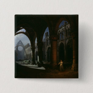 Badge Carré 5 Cm Intérieur d'une abbaye dans les ruines, 1848