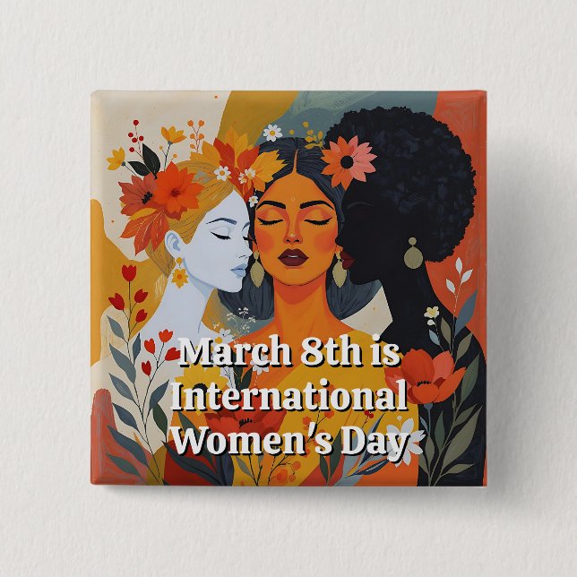 Badge Carré 5 Cm International Women's Day March 8th IWD (Devant)