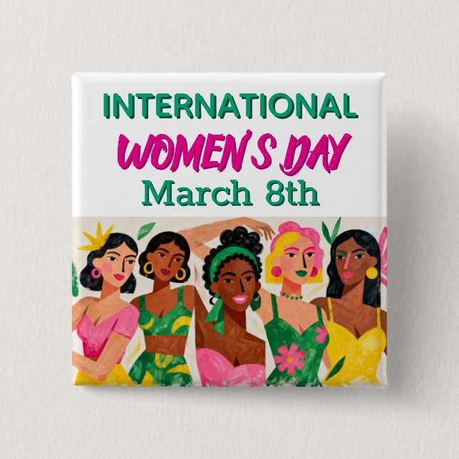 Badge Carré 5 Cm International Women's Day | Pop Art  (Devant)