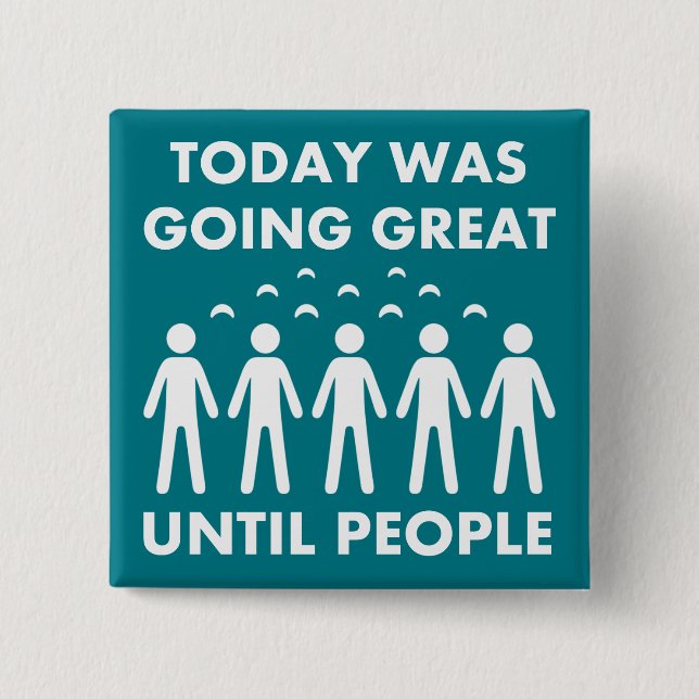 Badge Carré 5 Cm Introverti jusqu'à ce que les gens amusent le bout (Devant)