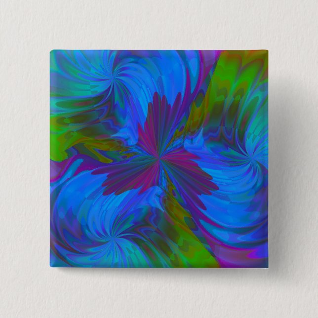 Badge Carré 5 Cm Iris en bleu (Devant)