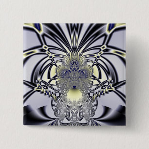 Badge Carré 5 Cm Iris Violet Art Fractal de Géométrie Sacrée