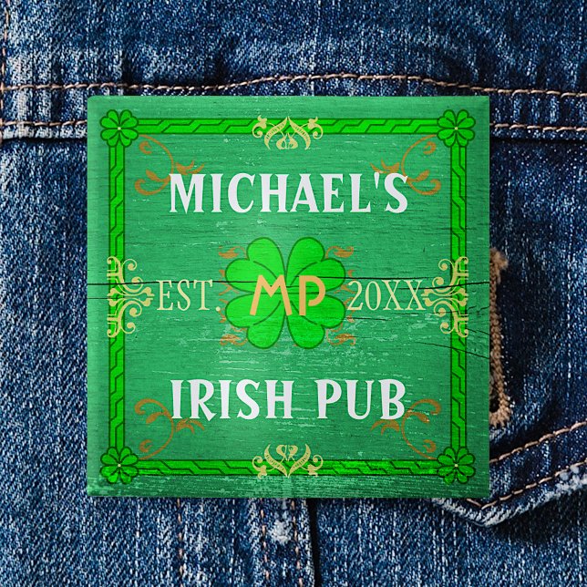 Badge Carré 5 Cm Irish Pub Créez Votre Propre Vert Personnalisé (Créateur téléchargé)