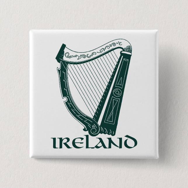 Badge Carré 5 Cm Irlande Harp Design, Irish Harp (Devant)