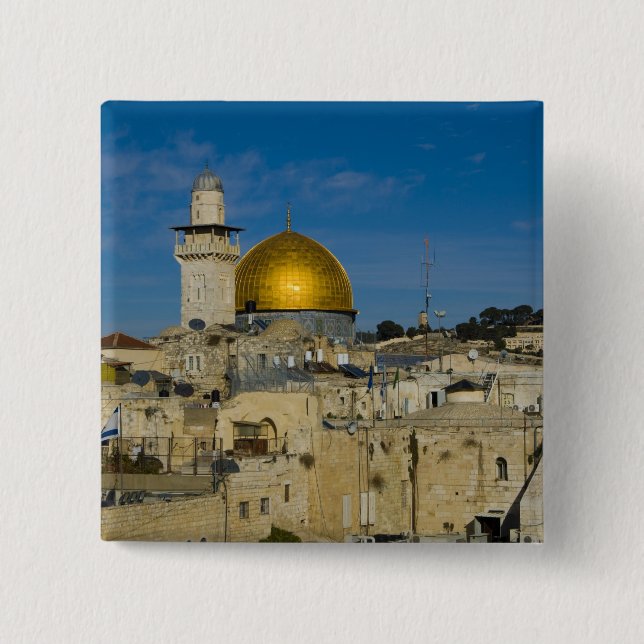 Badge Carré 5 Cm Israël, Jérusalem, le dôme du rocher (Devant)