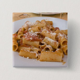 Badge Carré 5 Cm Italie, Positano. Assiette de rigatoni.