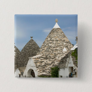 Badge Carré 5 Cm Italie, Pouilles, Alberobello, Terre des Trulli,