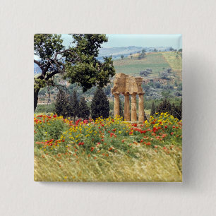 Badge Carré 5 Cm Italie, Sicile, Agrigente. Les ruines des