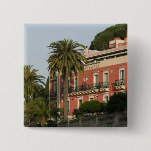 Badge Carré 5 Cm ITALIE, Sicile, TAORMINE : Hôtel Schuler