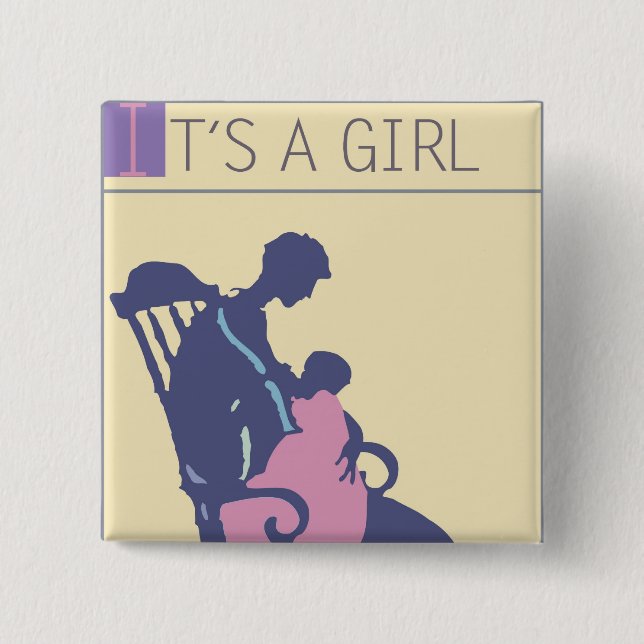 Badge Carré 5 Cm <It's a Girl> par Steve Collier (Devant)