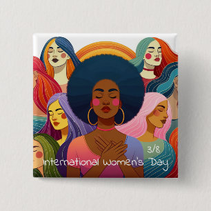 Badge Carré 5 Cm IWD   Le 8 mars est la Journée internationale de l
