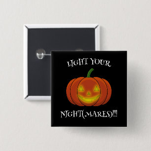 Badge Carré 5 Cm Jack-o'-Lanterne - Allumez vos cauchemars