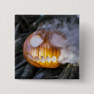 Badge Carré 5 Cm Jack-o-lanterne éffrayant