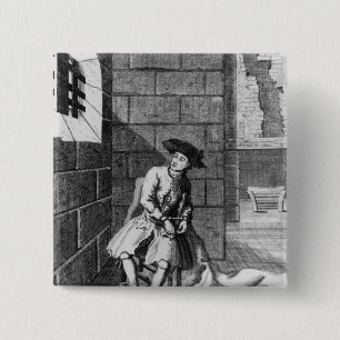 Badge Carré 5 Cm Jack Shepperd dans la prison de Newgate, 1724