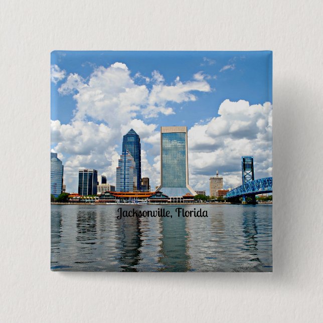 Badge Carré 5 Cm Jacksonville, Floride, paysage urbain photo (Devant)