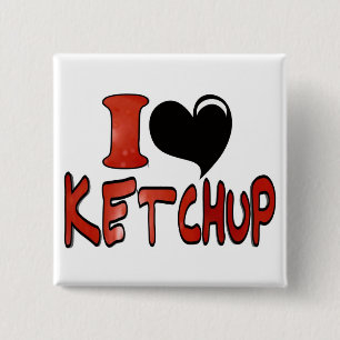 Badge Carré 5 Cm J'adore le Ketchup