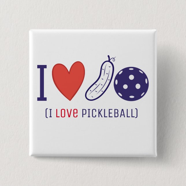 Badge Carré 5 Cm J'adore le Pickleball (Devant)
