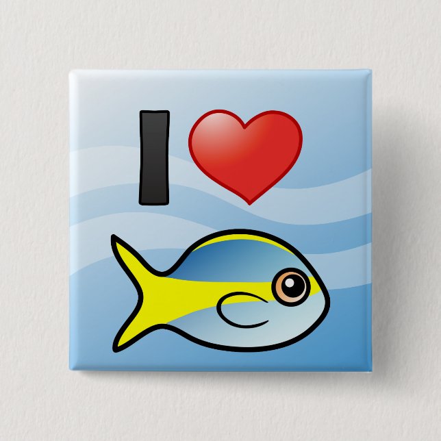 Badge Carré 5 Cm J'adore Yellowtail Snapper (Devant)