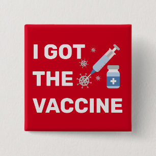 Badge Carré 5 Cm "J'ai le vaccin" - Arrêtez le virus