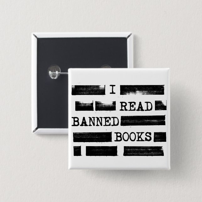 Badge Carré 5 Cm J'Ai Lu Des Livres Interdits Refusés (Devant & derrière)