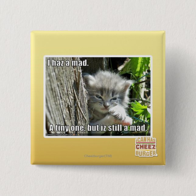 Badge Carré 5 Cm J'ai un fou (Devant)