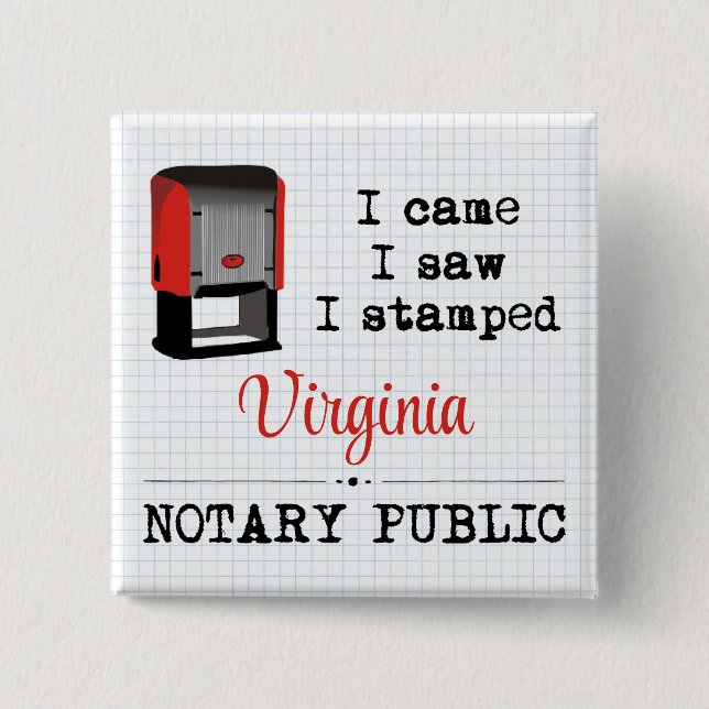Badge Carré 5 Cm J'Ai Vu Stampé Notaire Public Virginie (Devant)