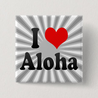 Badge Carré 5 Cm J'aime Aloha, les Etats-Unis