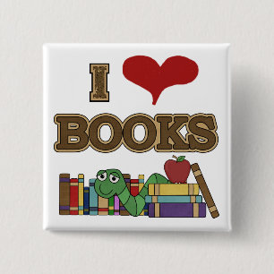 Badge Carré 5 Cm J'aime des livres