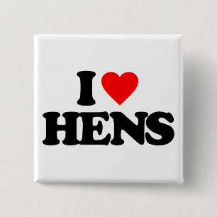 BADGE CARRÉ 5 CM J'AIME DES POULES