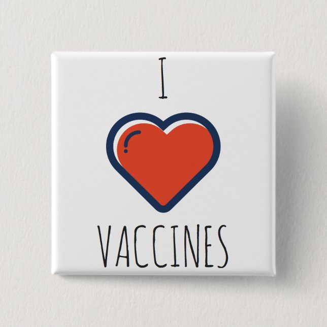 Badge Carré 5 Cm J'aime des vaccins (Devant)