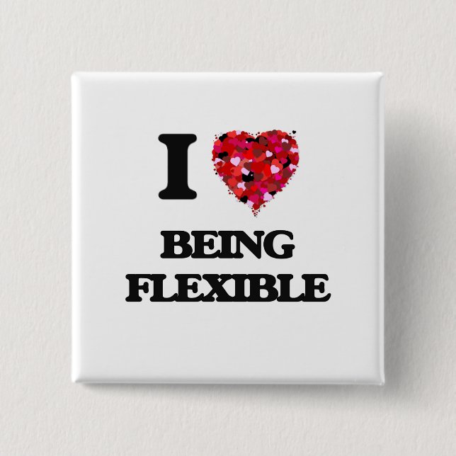 Badge Carré 5 Cm J'aime être flexible (Devant)
