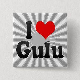 Badge Carré 5 Cm J'aime Gulu, Ouganda