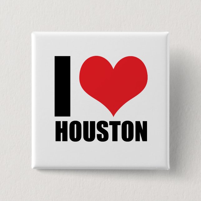 Badge Carré 5 Cm J'aime Houston (Devant)