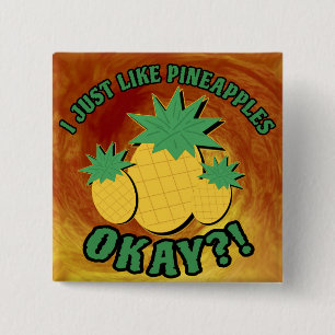 Badge Carré 5 Cm J'aime juste les ananas...